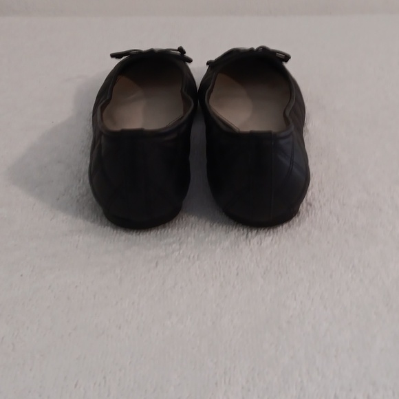 Delman ballet flats black quilt pattern w/ lace bow ties on shiny toe size 7-7.5 - Picture 2 of 11